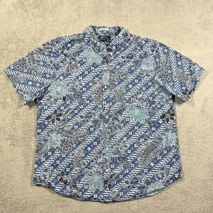 Reyn Spooner Hawaiian Shirt Mens XL Floral Button Up Reverse Print Tailored Fit